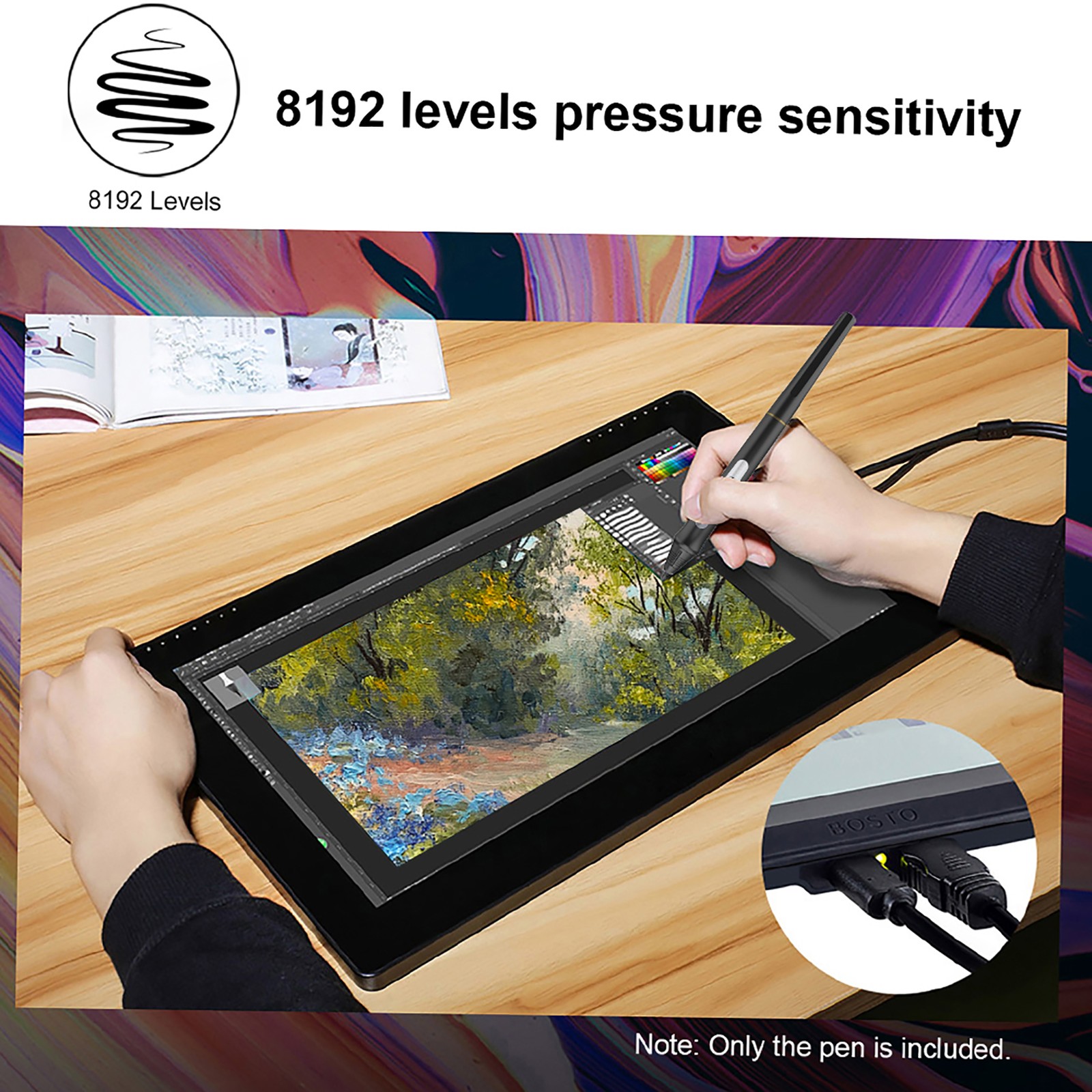 BOSTO Rechargeable Pen Digital Pen 8192 Levels Pressure Stylus Pen With 20p UYYE