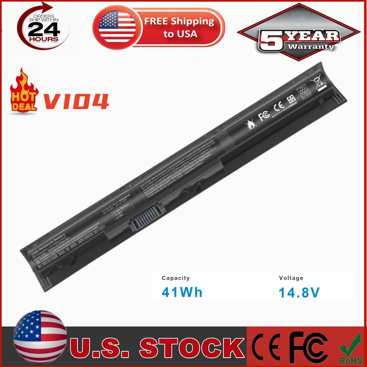 ✅VI04 Battery For HP Probook 756743-001 756744-001 756745-001 756478-421 V104