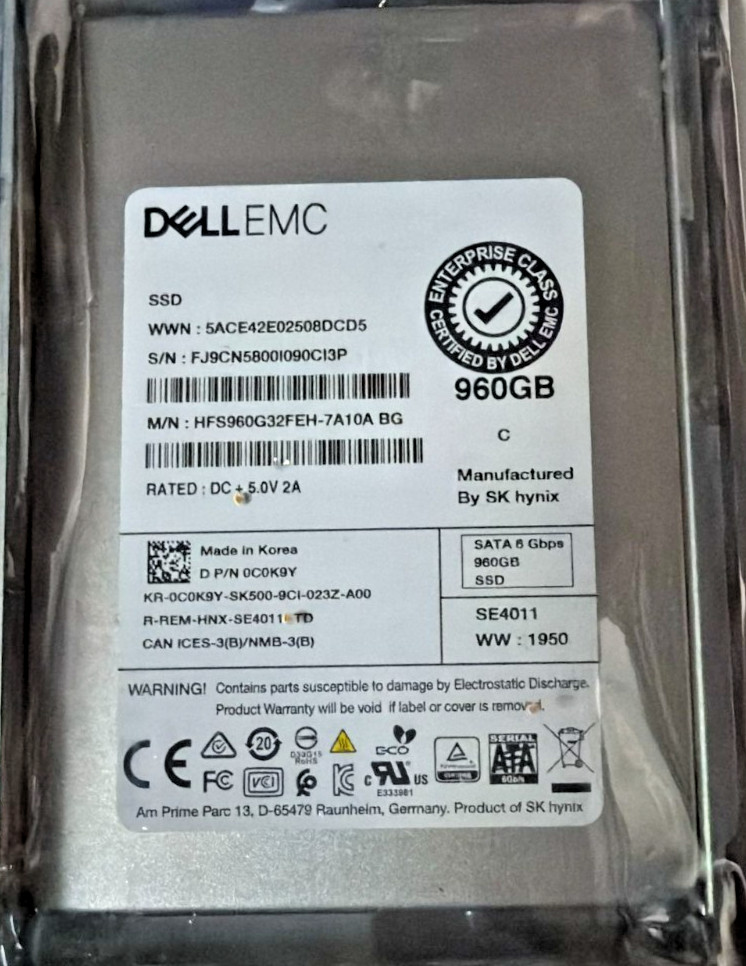 Dell C0K9Y 960GB SATA Read Intensive Enterprise / SK Hynix HFS960G32FEH-7A10A