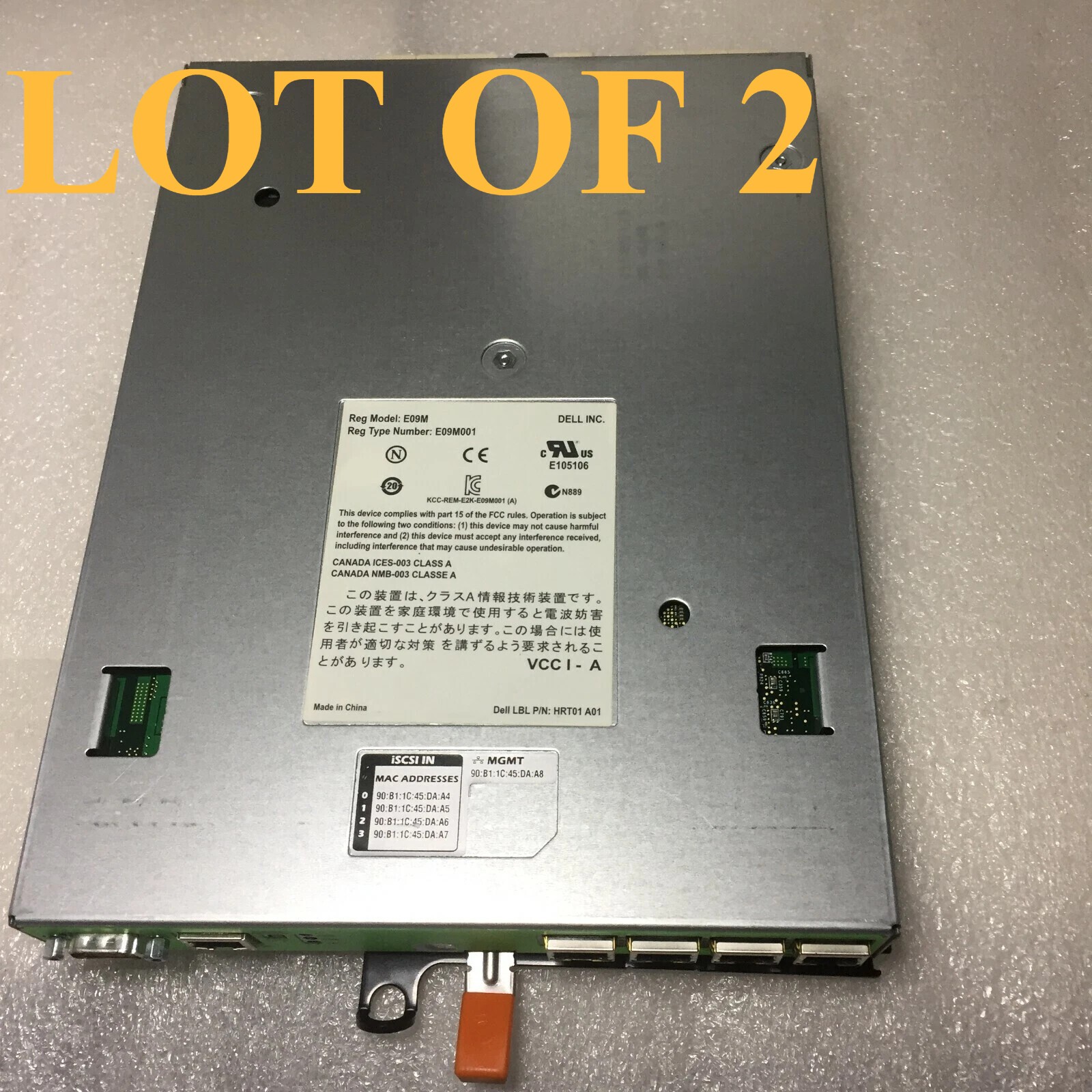 LOT X2 Genuine Dell HRT01 EqualLogic Type 11 Controller Module E09M E09M001