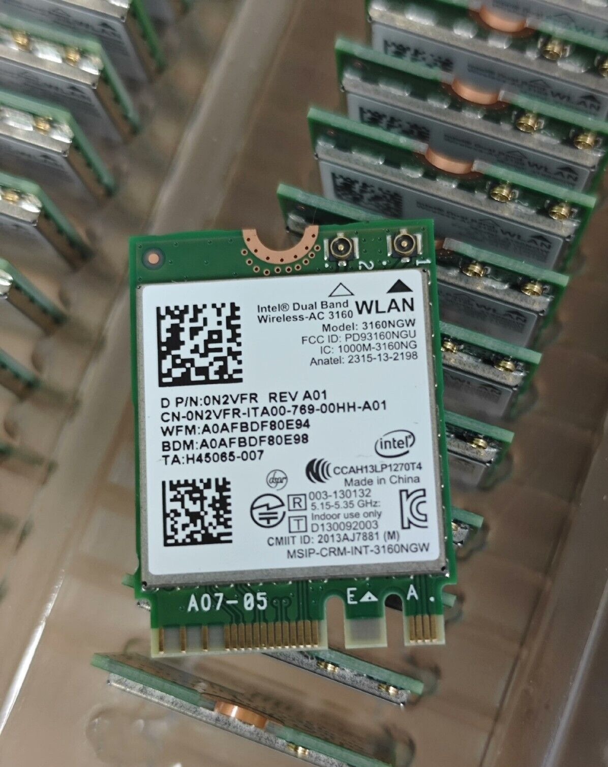 50pcs Intel Dual Band Wireless-AC 3160 3160NGW Bluetooth WLAN WiFi Card 0N2VFR