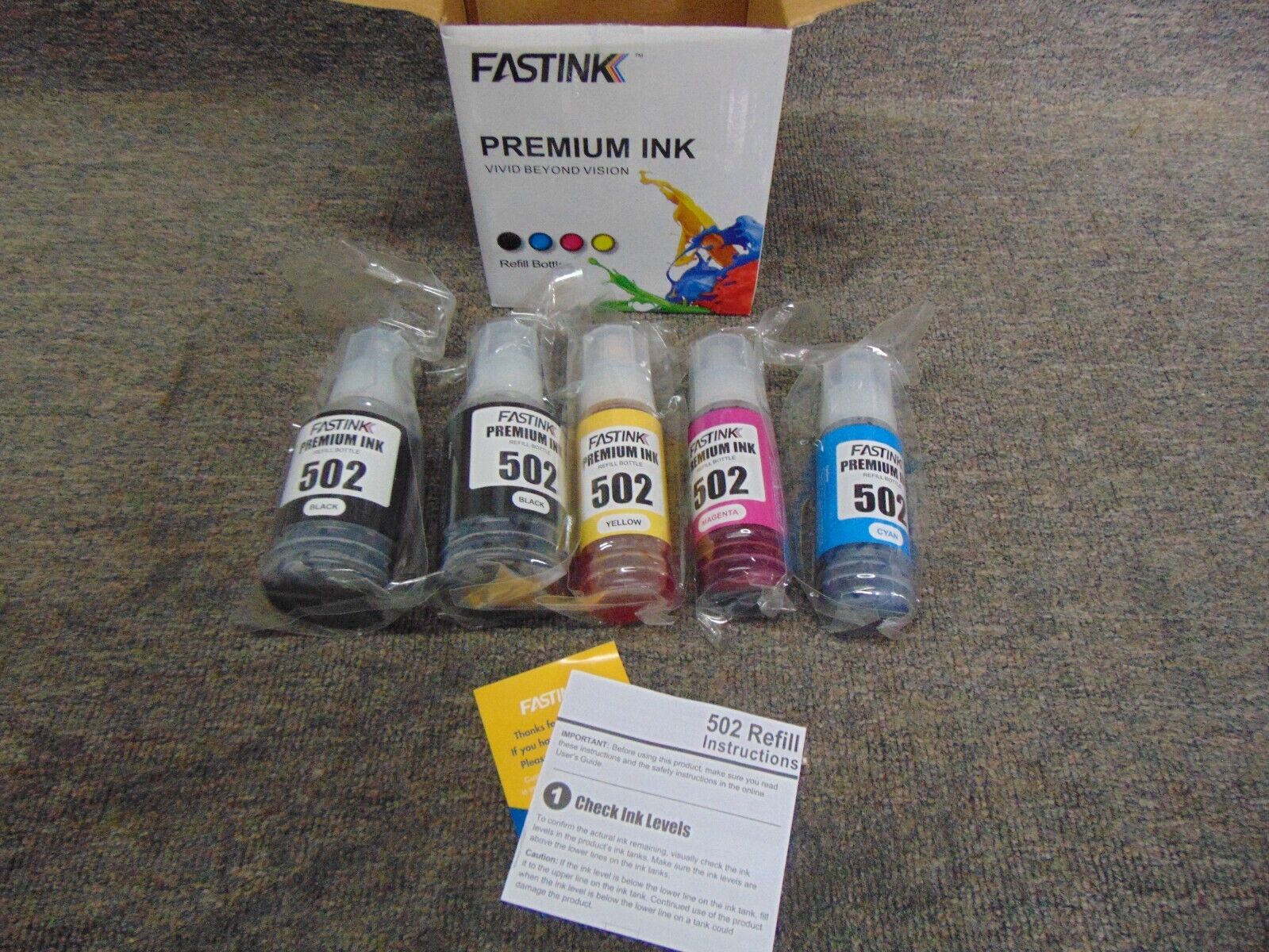 5PK Refill Ink Bottles for Epson EcoTank 502 ET-4760 ET-2760 ET-2750 ET-3760 522