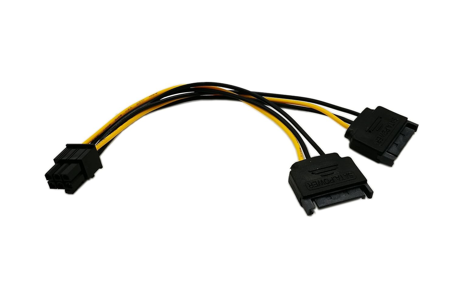 6 Inch 6 Pin PCI to 15 Pin SATA Power Splitter Express Video Card Power Cable
