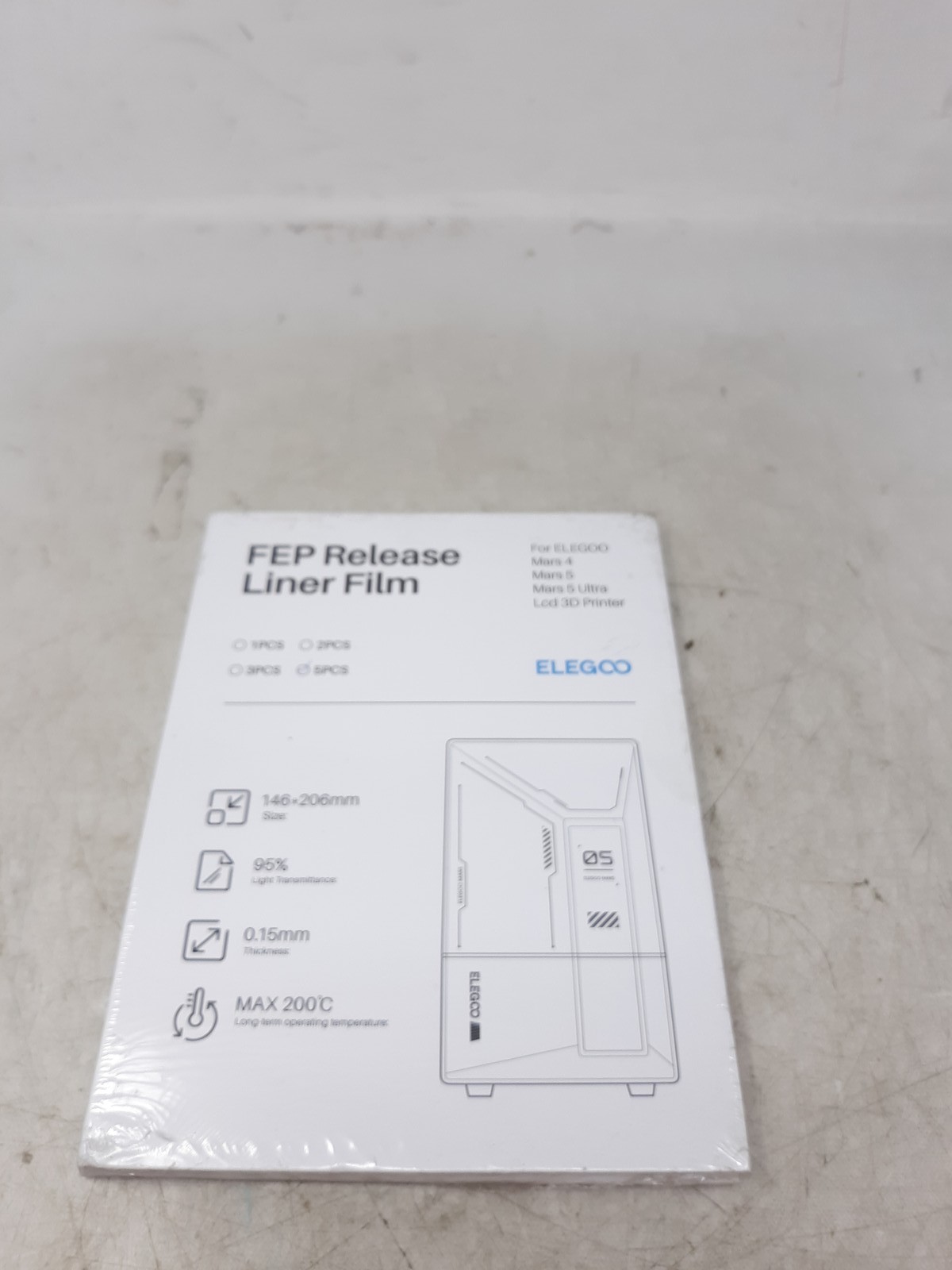 Elegoo FEP Release Liner Film (5pcs) for Mars 4 LCD 3D Printer | 206x146x0.15mm