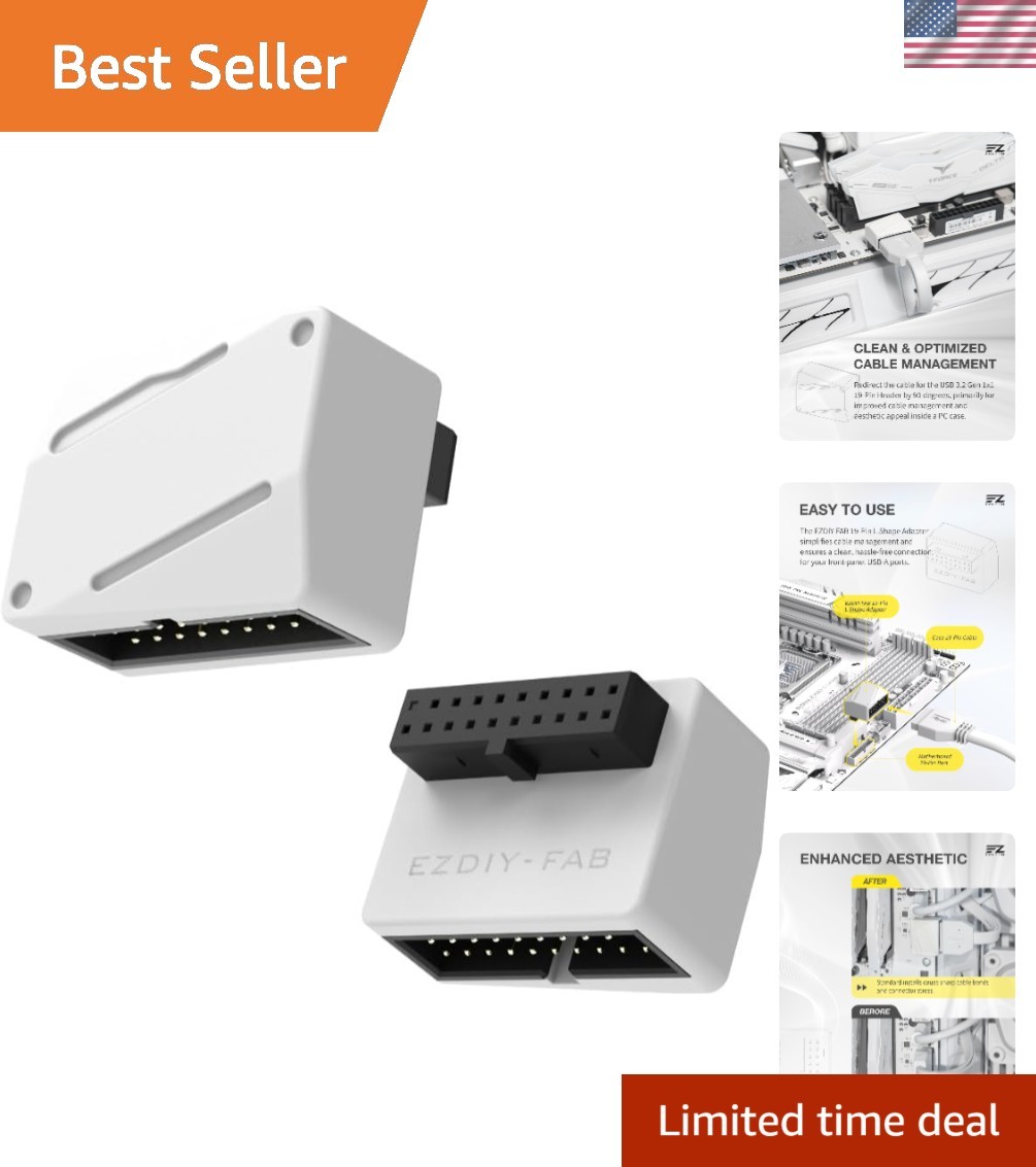USB 3.2 Gen 1 19-Pin 90 Degree L-Shape Adapter, Motherboard USB 3.0 Internal ...