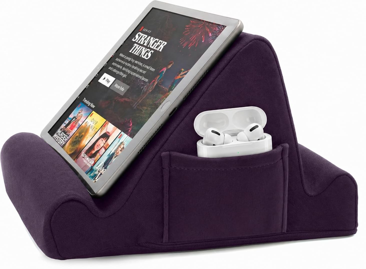 Brookstone Tablet Lap Cushion - Tablet/Phone/Ebook Holder for Bed, Purple
