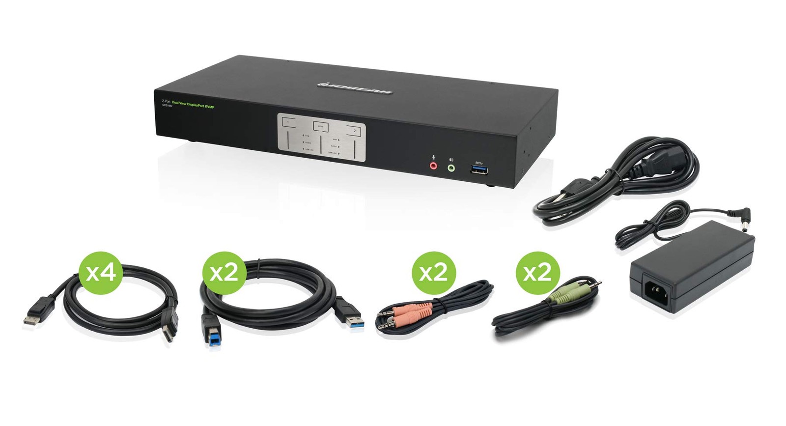 IOGEAR 2-Port Dual View DisplayPort KVMP Switch - 4K 60Hz 2 DisplayPort- GCS1942