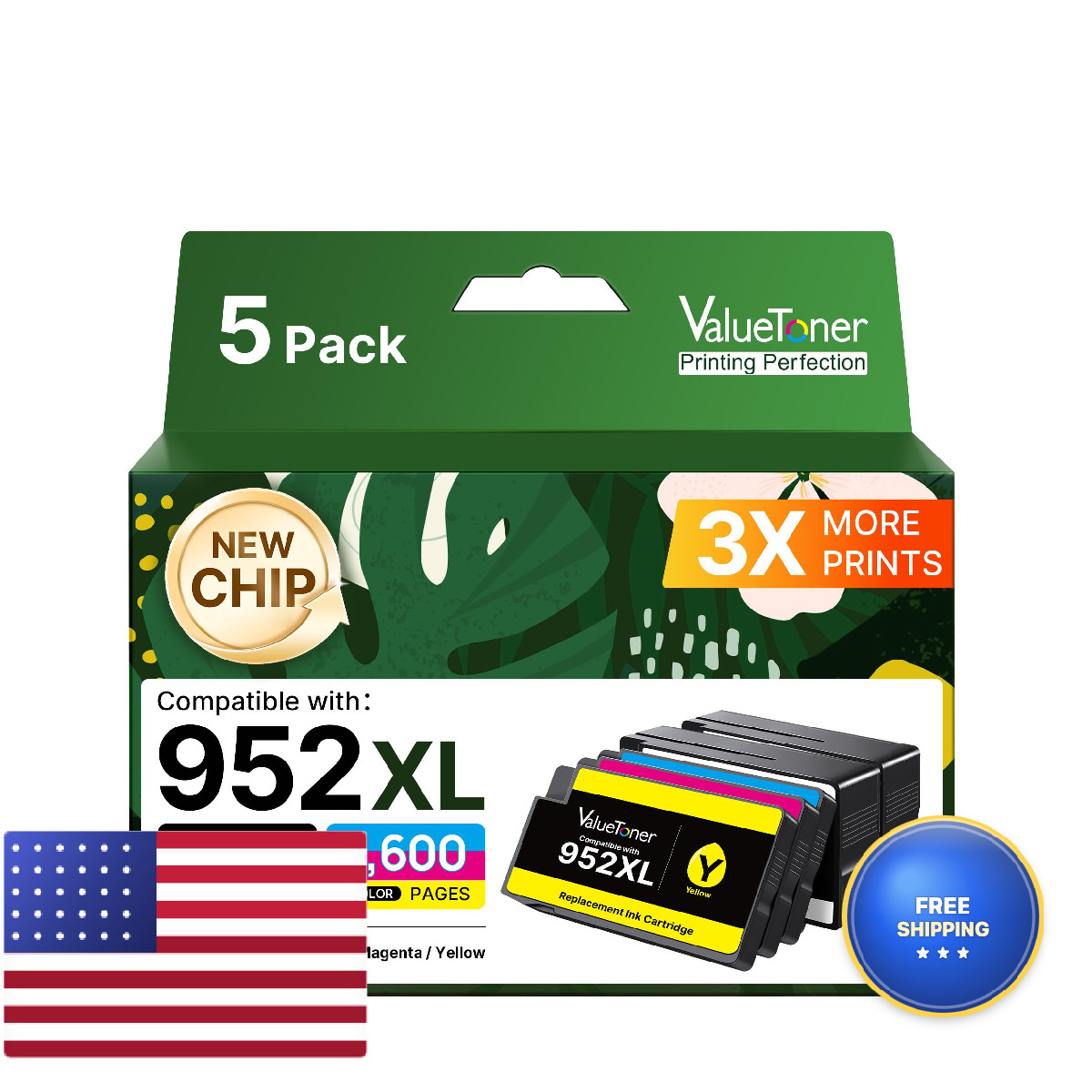 Valuetoner Ink Cartridges Combo Pack 5-Pack Replacement For Hp 952 Xl Ink