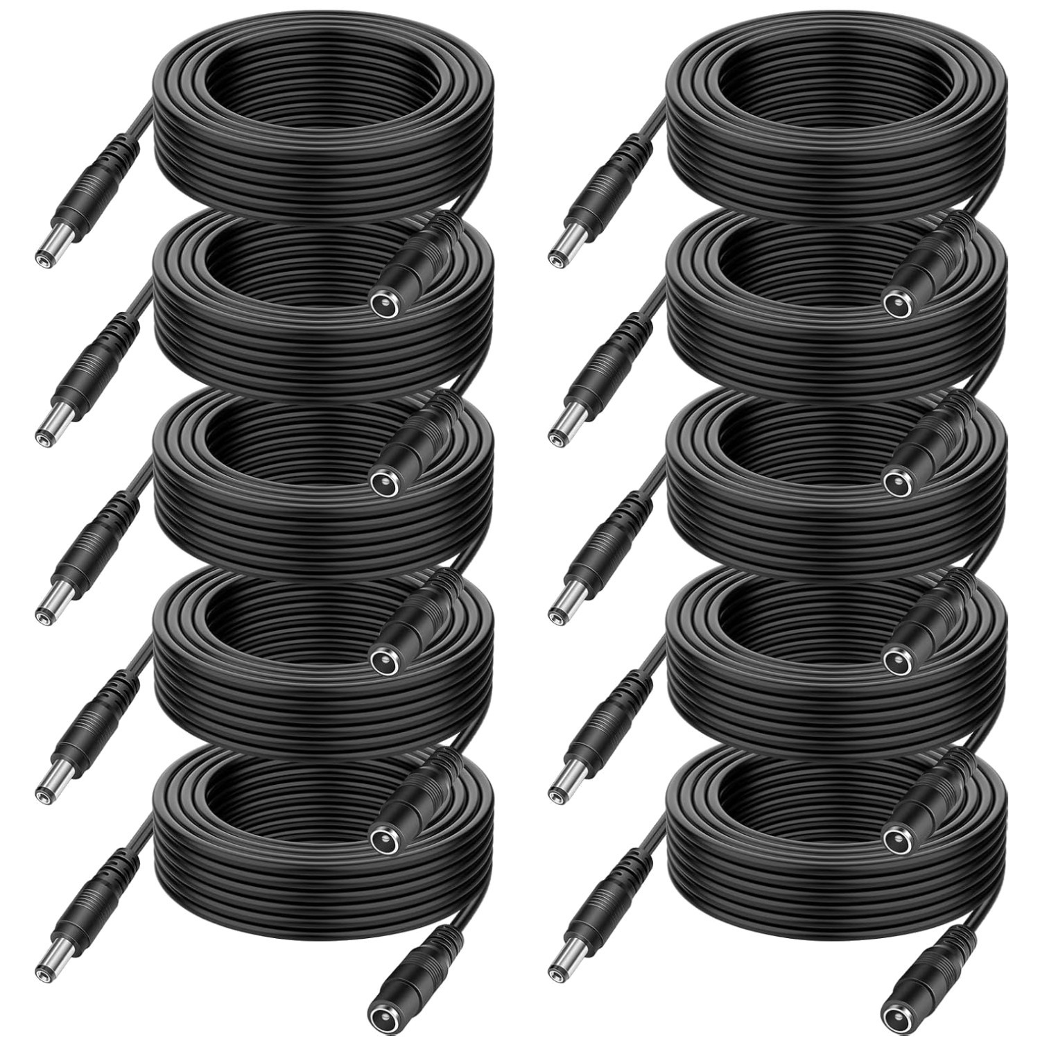10-Pack 60ft DC Power Extension Cable - CCTV Security Camera
