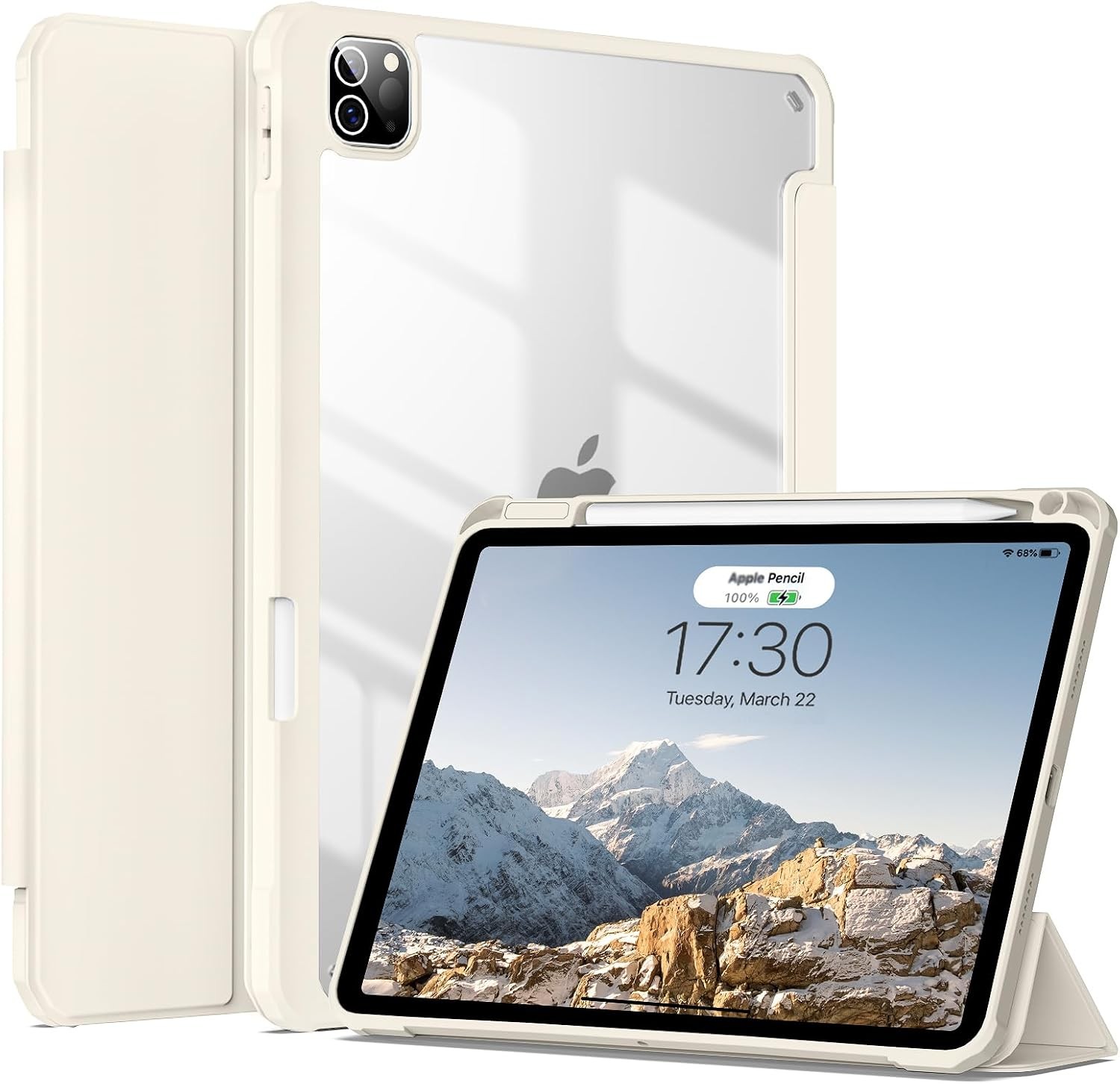 Slim Clear Transparent Case for iPad Pro 11 Inch 4th/3rd Gen 2022/2021, Cream Wh