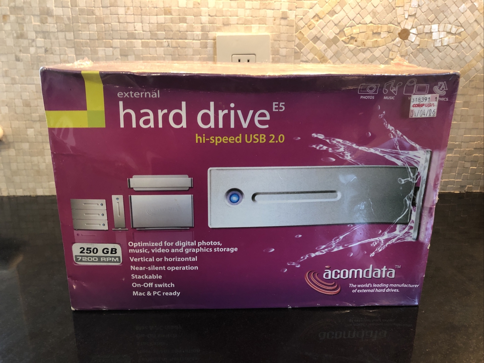 Sealed New Boxed Acomdata External Hard Drive 250GB USB 2.0 SKU 318391
