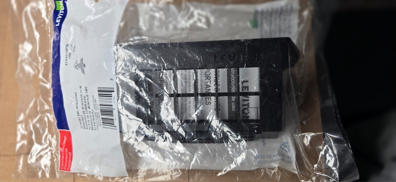 Leviton 47600-QPB Quickport Mounting Bracket Accepts 12-Port connectors