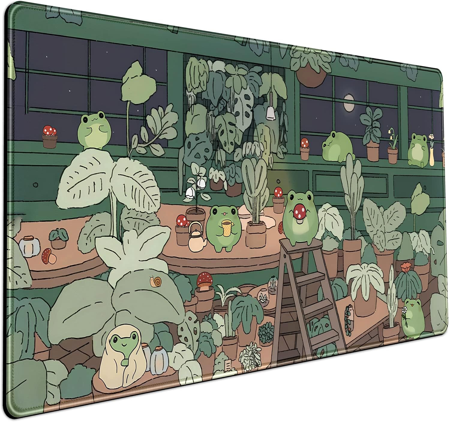 Cute Frog Mouse Pad Desk Pad Kawaii Green Desk Decor Mat, Large Gaming Mouse Pad