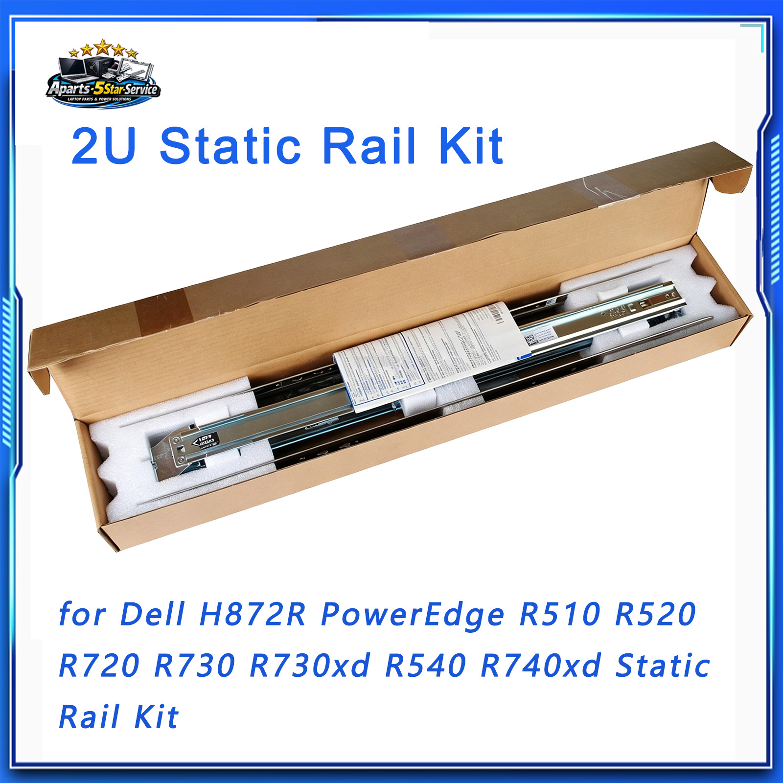 for Dell H872R PowerEdge R510/520 R720 R730/730xd R540 R740xd 2U Static Rail Kit