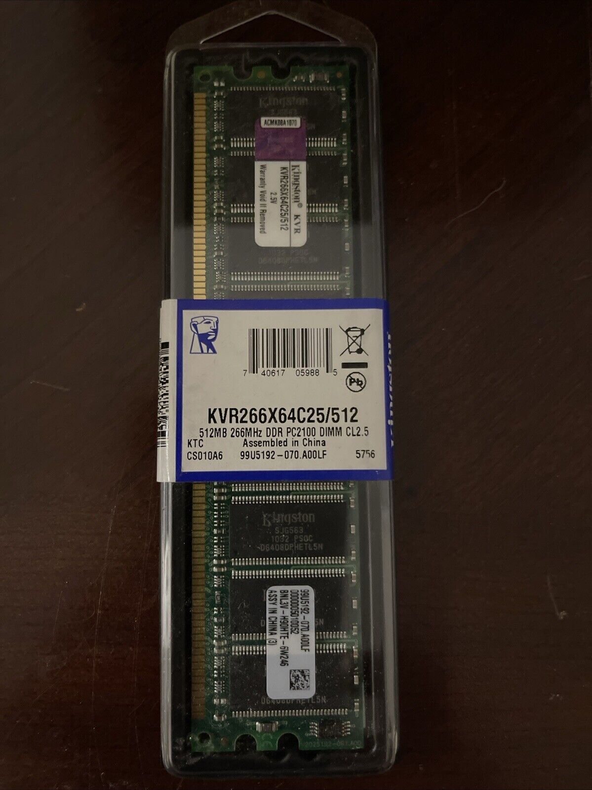KVR266X64C25/512 Kingston 512MB PC2100 DDR-266MHz Memory Module NEW SEALED