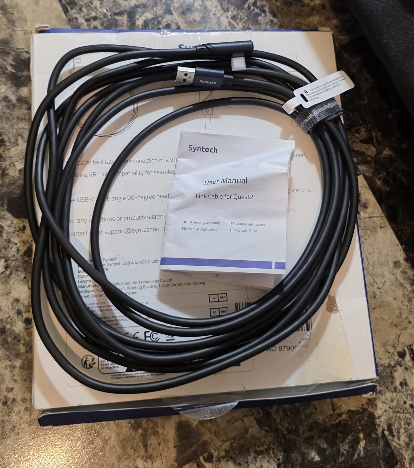 Syntech USB A to USB C 16ft/5m Cable New In Box 
