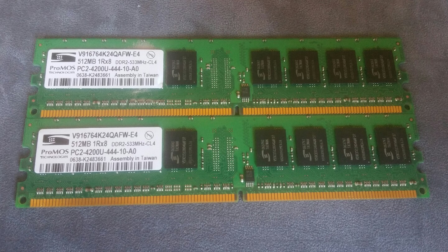 ProMOS Technologies 1GB (512GBx2) PC4200 Desktop Memory V916764K24QAFW-E4
