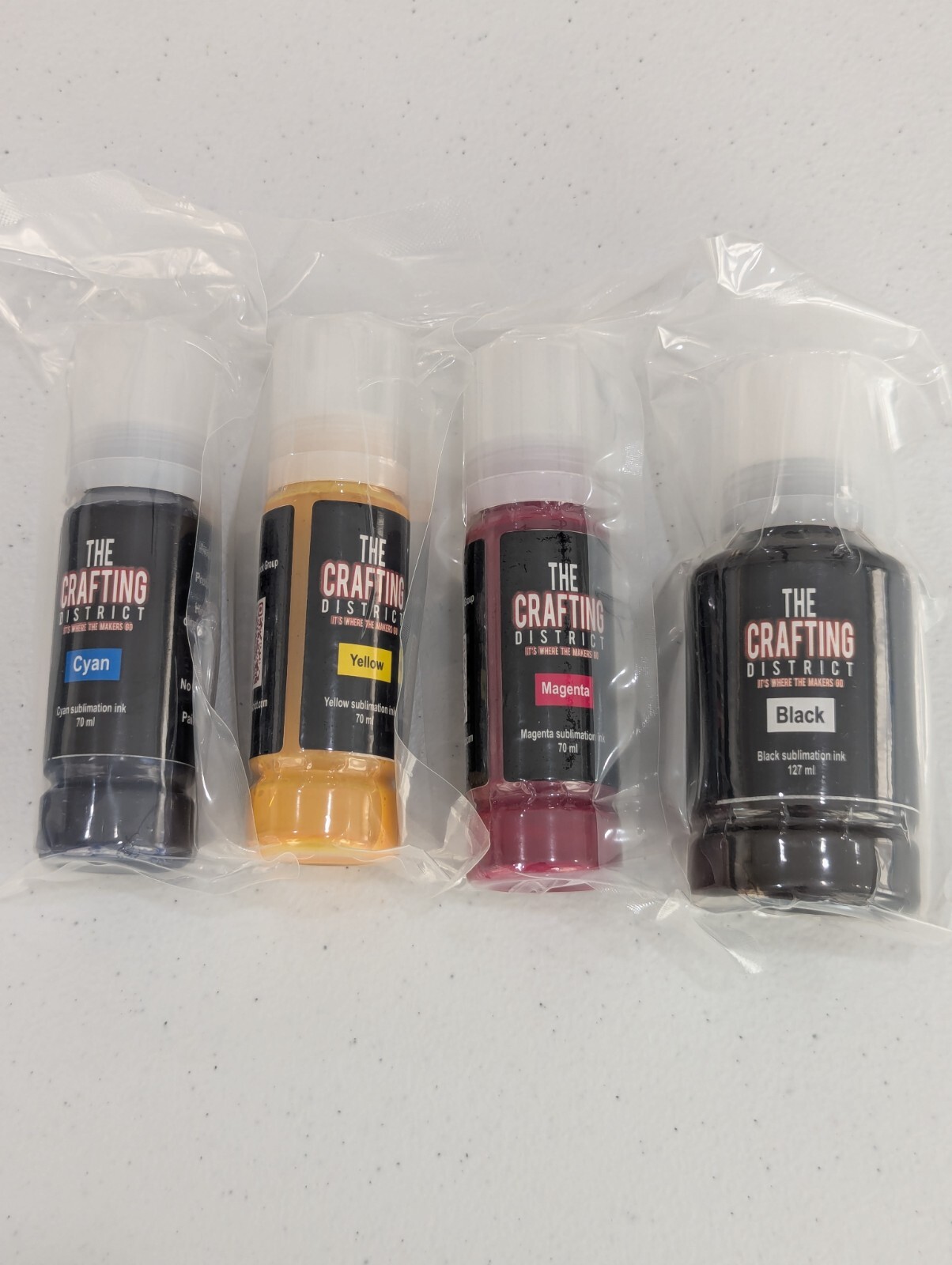 4 NEW Bottles of Sublimation Ink Refills - Black, Cyan, Magenta, and Yellow Dye