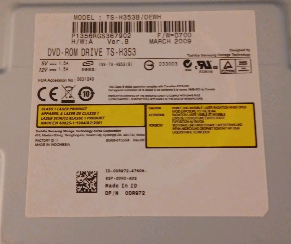 Samsung TS-H353 SATA I 20x DVD-ROM/DVD-RAM Internal Drive Silver