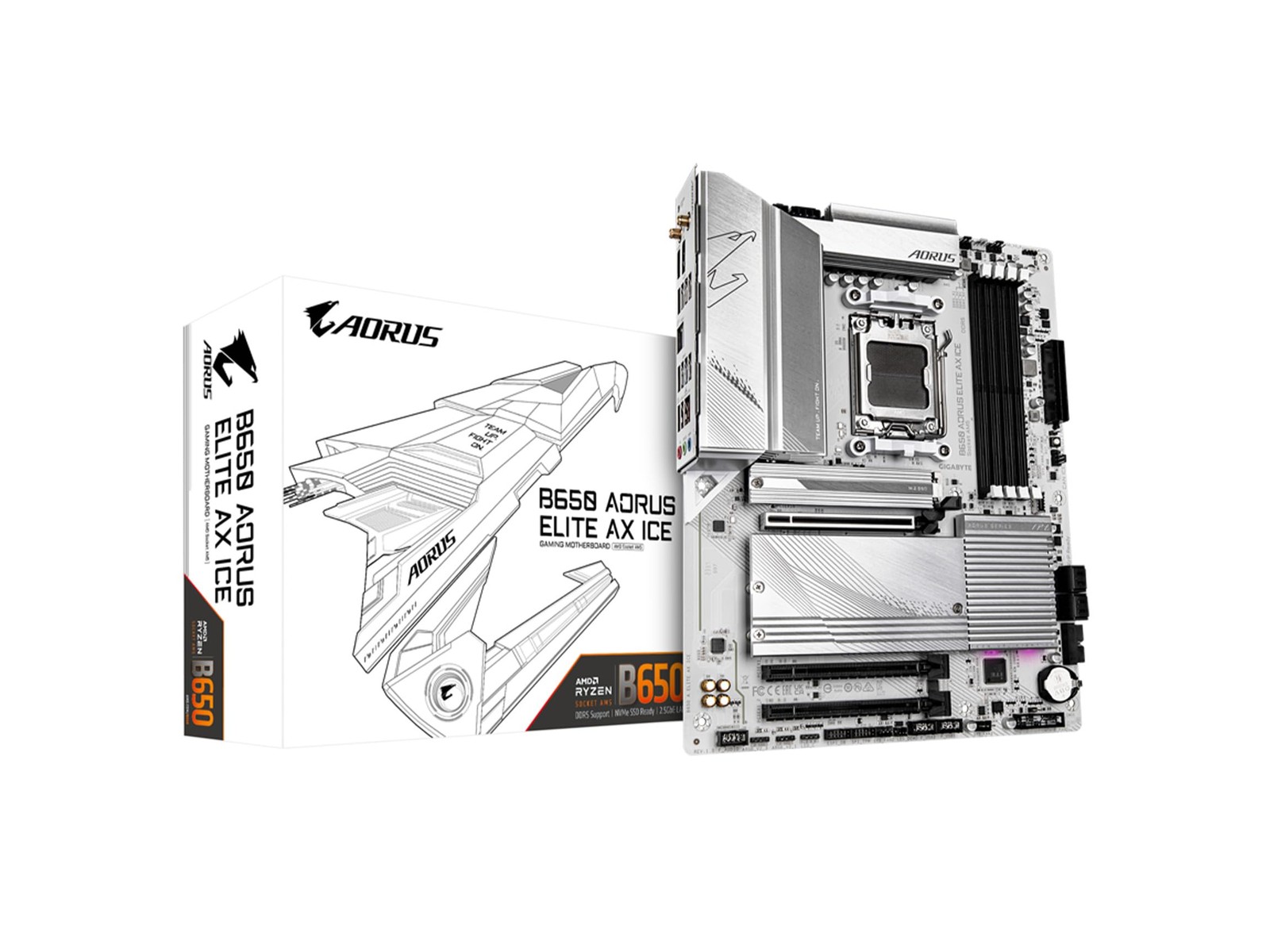 GIGABYTE B650E AORUS Elite X AX ICE AMD AM5 ATX Motherboard, EATX, White