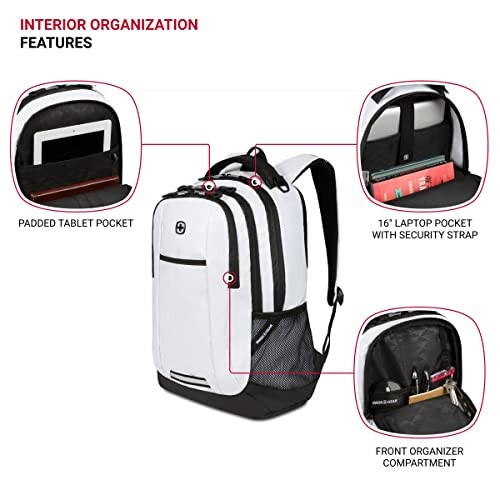SWISSGEAR CECIL 5505 LAPTOP BACKPACK, FITS 16 INCH LAPTOP, WHITE TARPAULIN