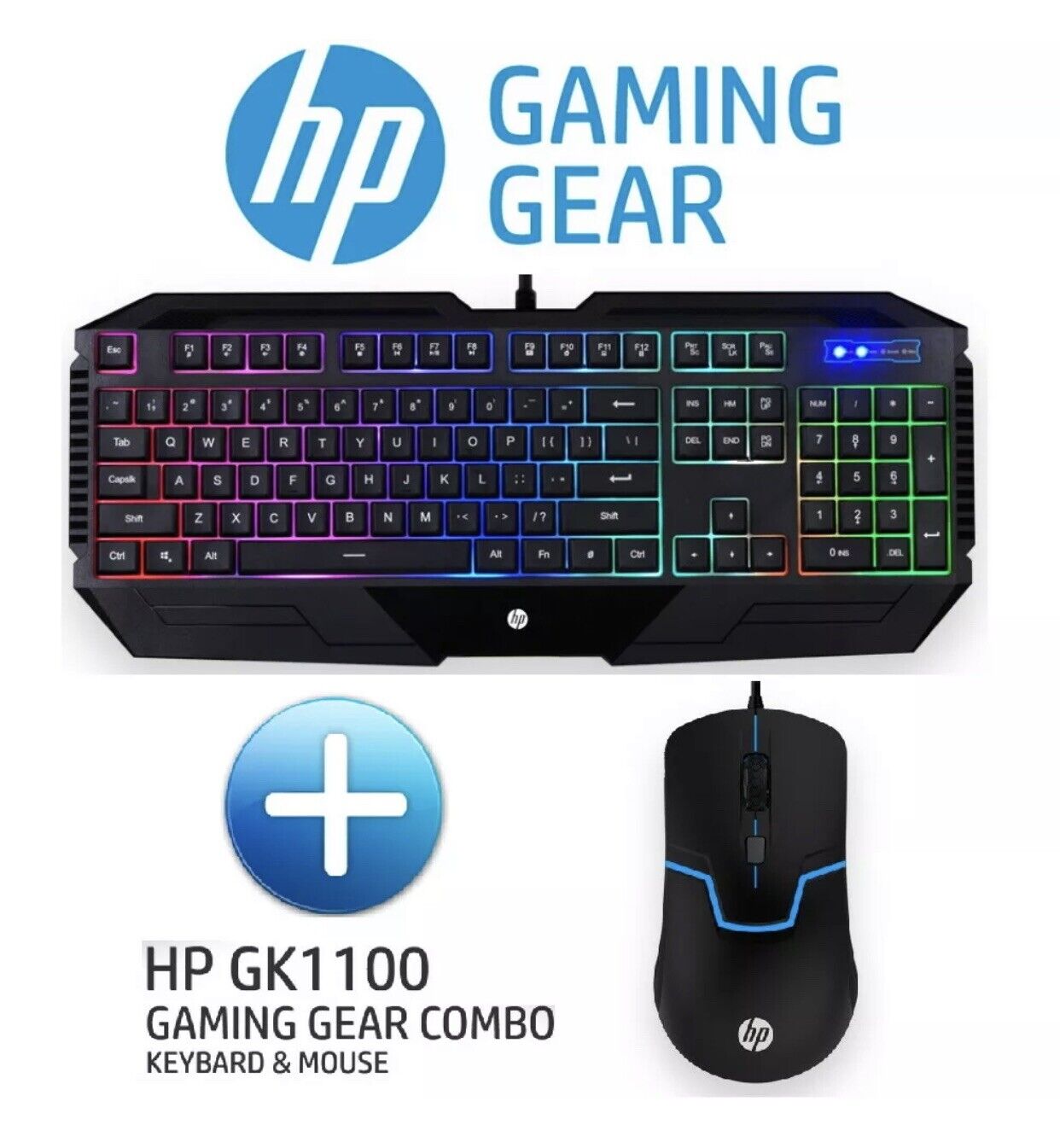 HP Wired Gaming Keyboard And Mouse combo set GK1100 English LED backlight