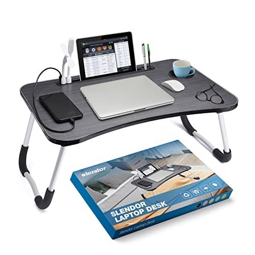 Versatile Foldable Lap Desk with USB Light & Fan – Ultimate Comfort & Style
