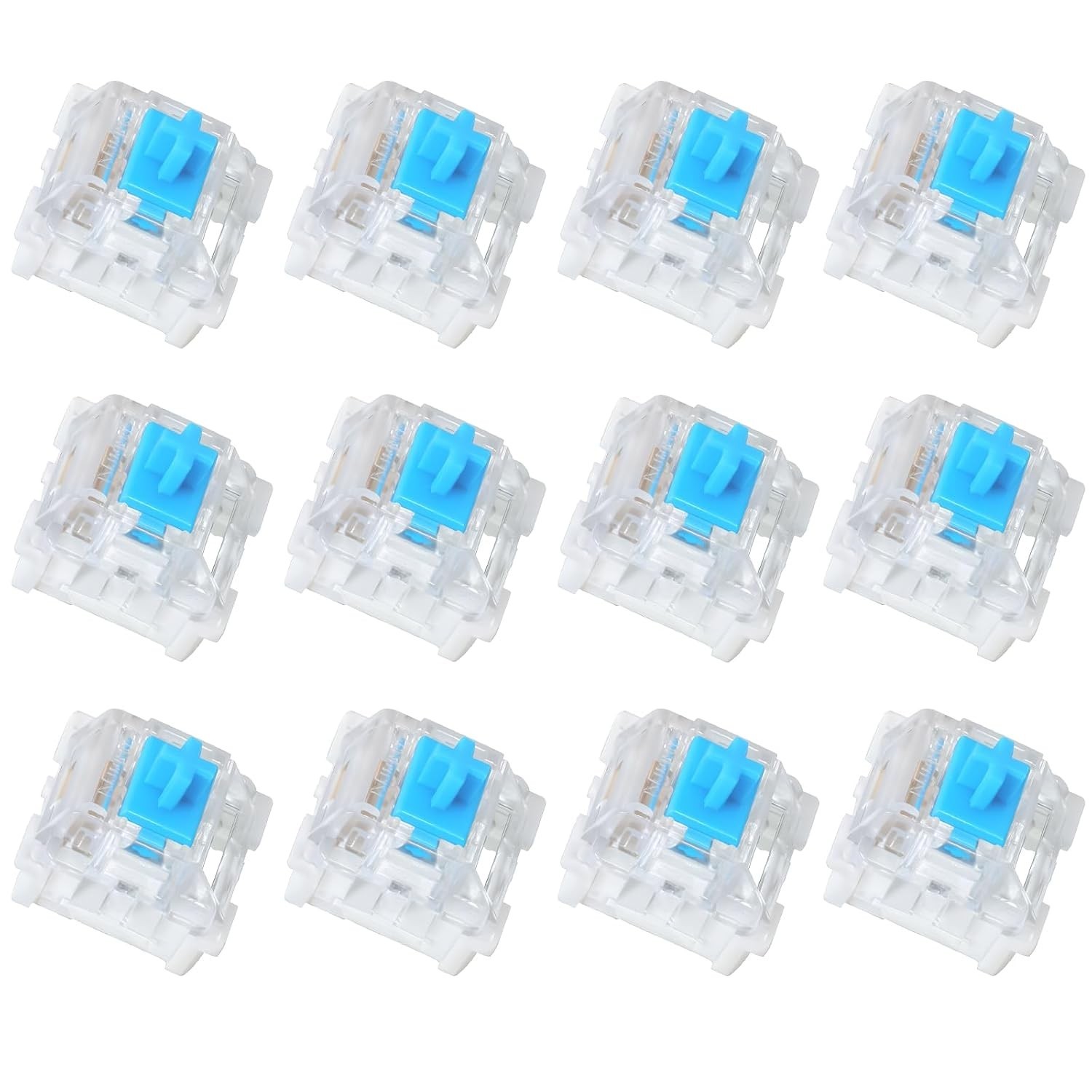 Enhanced Typing Experience with 12 Blue Mechanical Key Switches - Dustproof Set