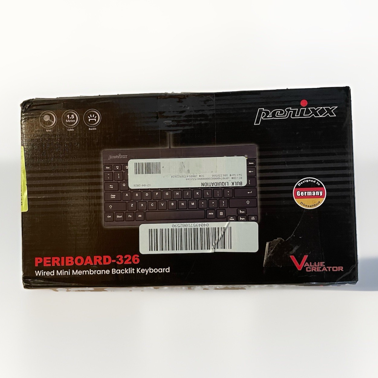 Perixx PERIBOARD-326 Wired Mini Backlit USB Keyboard with Low Profile Keys, NIB