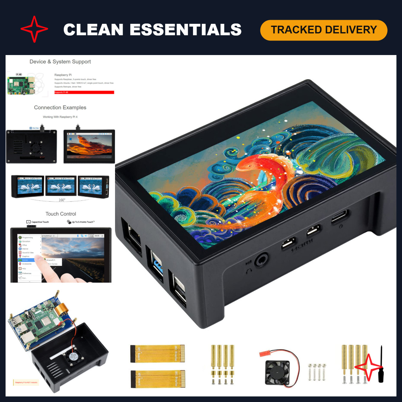 4.3" Touch Screen DSI LCD Monitor for Raspberry Pi 4B - IPS Capacitive, 800x480,