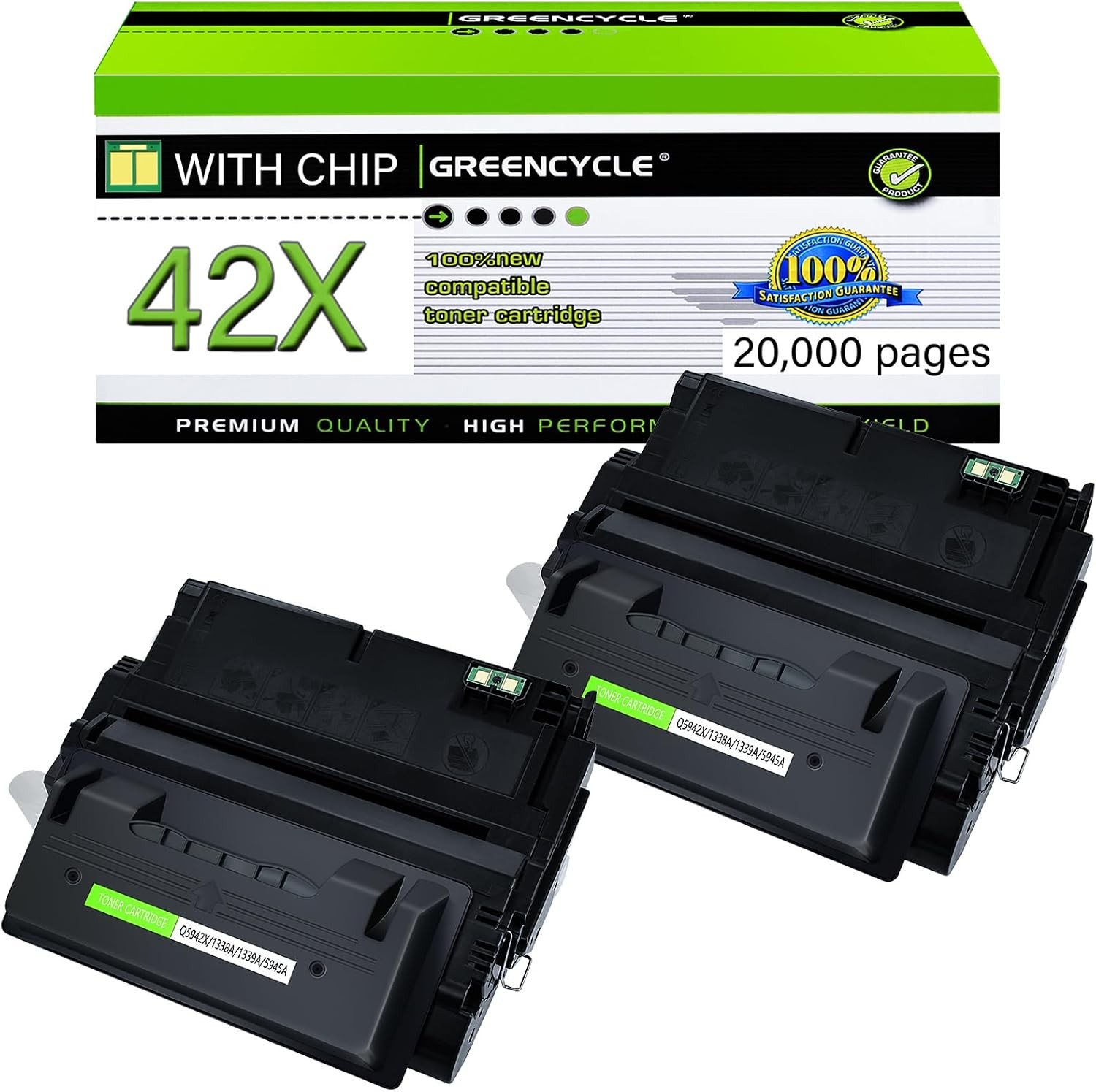 Two Pack HP 42X Q5942X Toner LaserJet 4250 4350 Black
