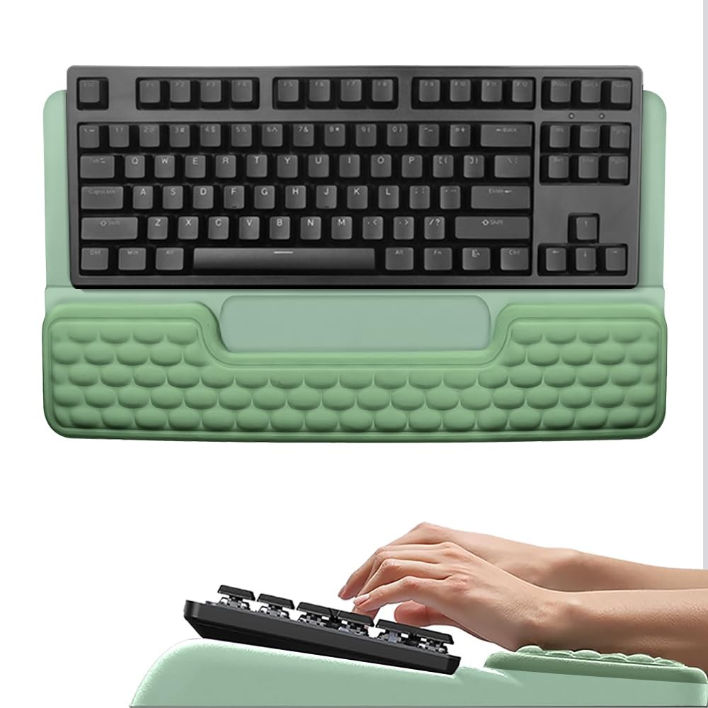Square Green 2in1 Keyboard Wrist Rest Support Pad Memory Foam Riser Tray