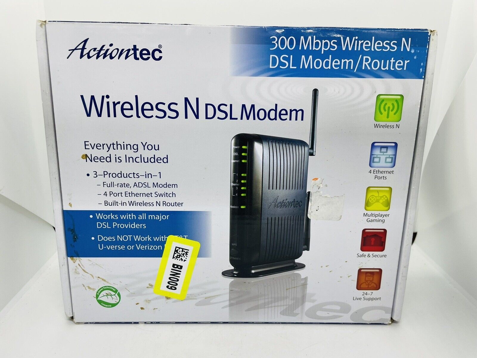 Actiontec GT784WN Wireless N DSL Modem Router 300 Mbps WiFi - Open Box
