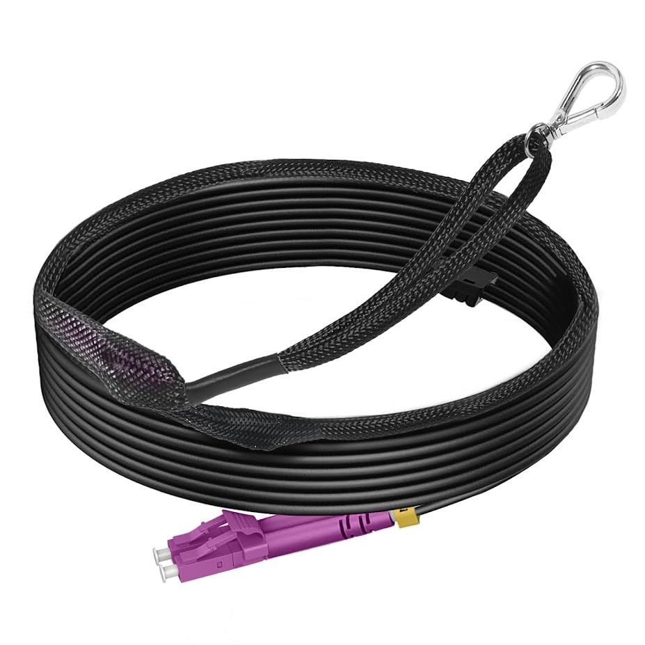 RamboCables 98ft/30m OM4 Industrial TPU Fiber Optic Patch Cable Outdoor Armored,