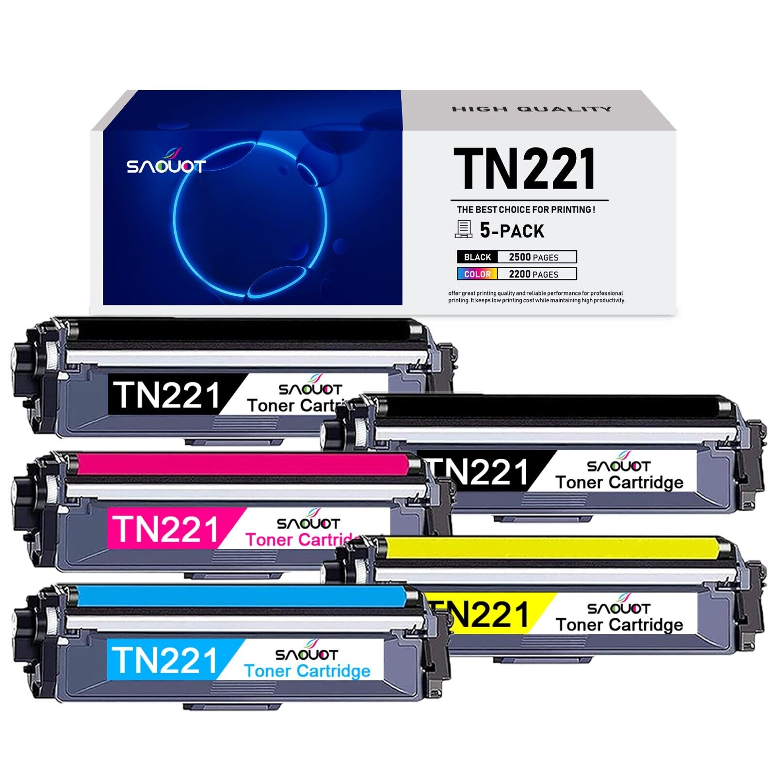 TN221 Toner Cartridges Replacement for Brother MFC-9130CW HL-3180CDW HL-3170CDW