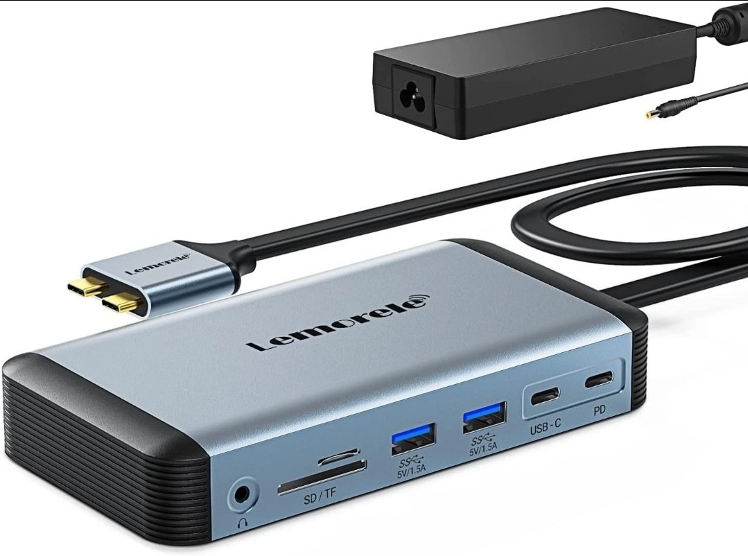 Lemorele MacBook Pro Air Docking Station w/150W Power Adapter, 12 in 2 USB C