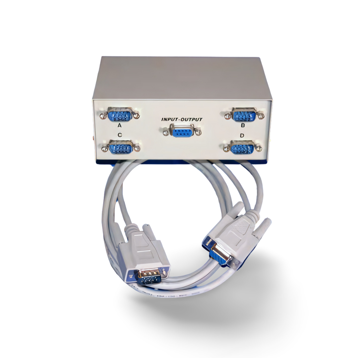 4 Way Serial Switch Box 4 DB9 Male to 1 DB9 Female ABCD with Free Cable - Beige