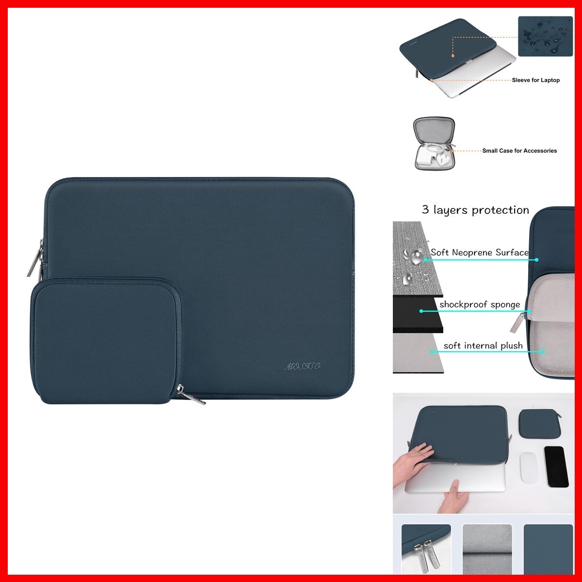 MOSISO 13 inch Laptop Sleeve with Small Case