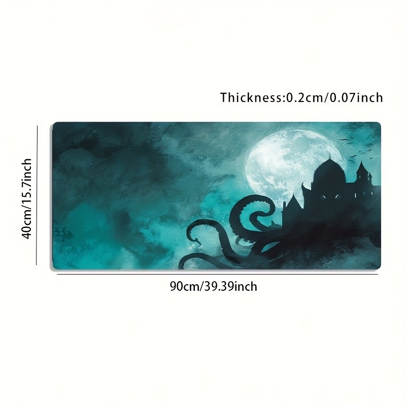 1pc Large Electronic Sports Gaming Mouse Pad, Octopus Castle Moonlit Night Fan