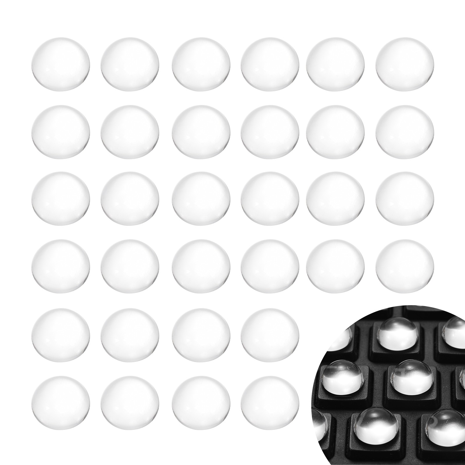 64Pcs Glass Nail Art Typing Stickers Adhesive Keyboard Covers, Clear