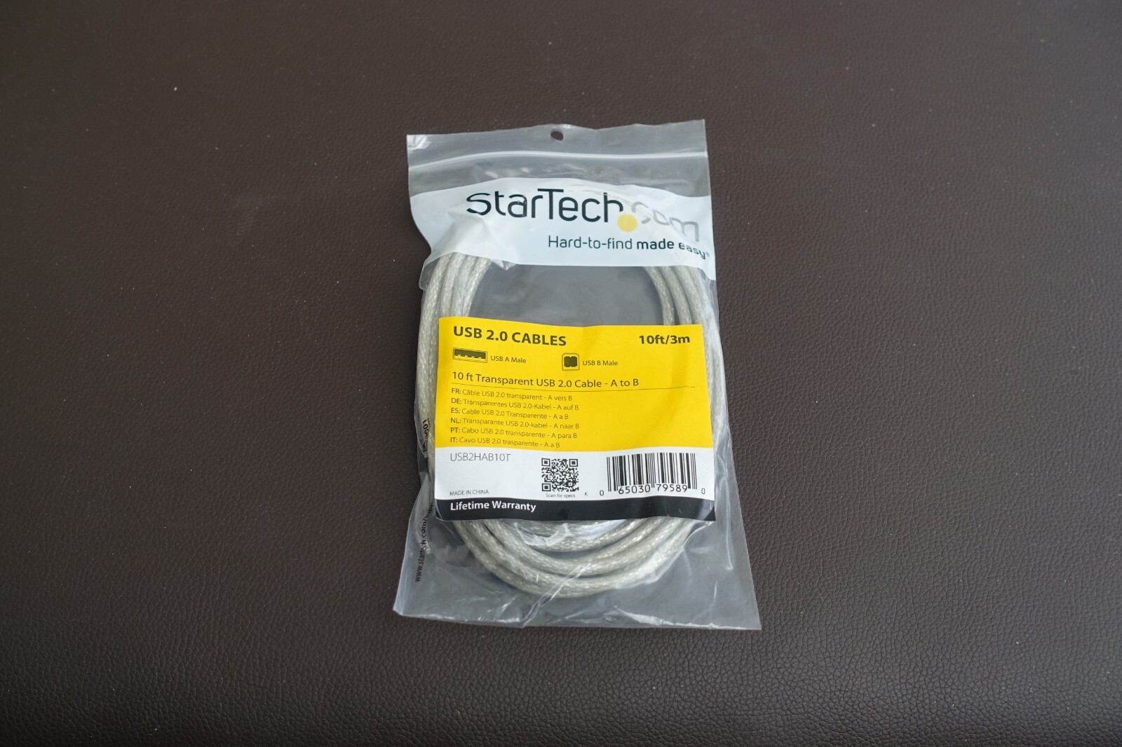 StarTech USB 2.0 A to B Transparent Cable - 10 ft - USB2HAB10T
