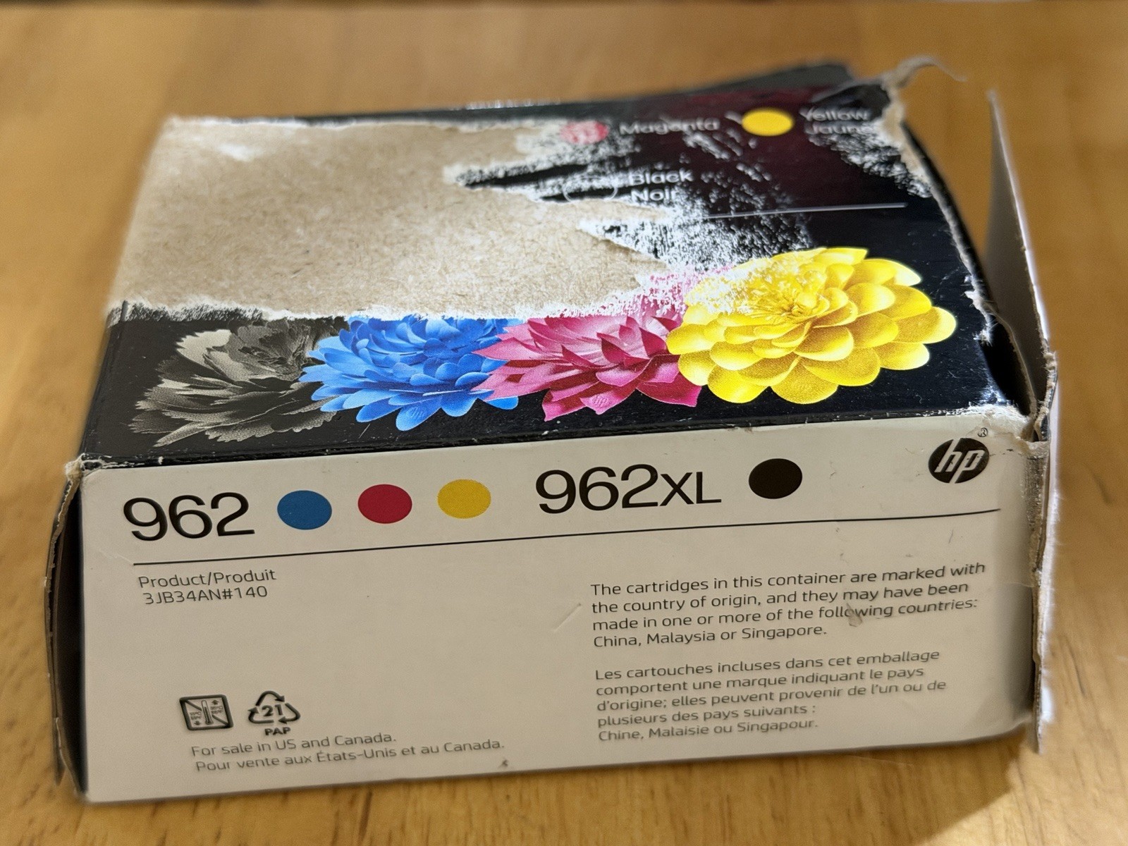 Genuine HP 962/962XL Ink Cartridge 4 Pack - Black, Cyan, Magenta, Yellow   01-28
