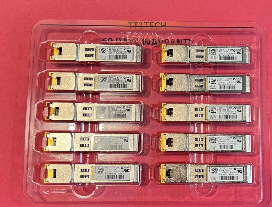 10x CISCO GLCT 1000BASET SFP RJ45 30141004 GBIC TRANSCEIVER ORIGIN USA G2U