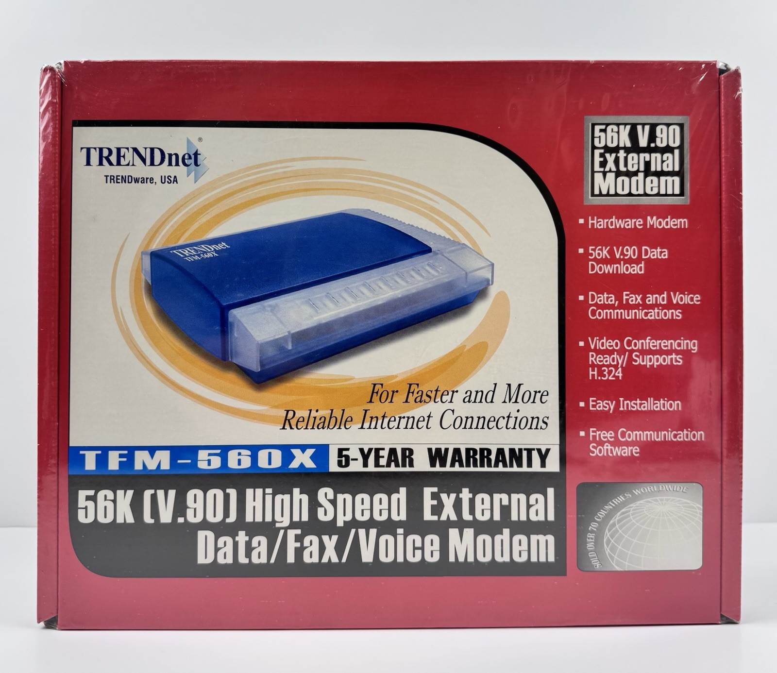 TRENDnet TFM-560X 56K V.90 External Data Fax Voice Modem NEW Sealed Vintage