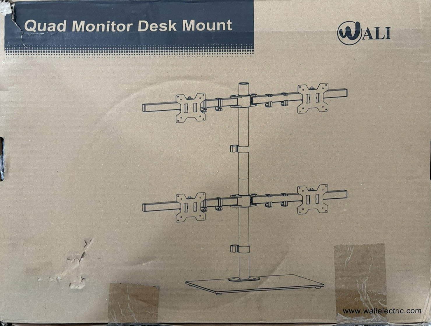 WALI Quad Monitor Desk Mount, 4 Monitor Stand Heavy Duty Model GMF004