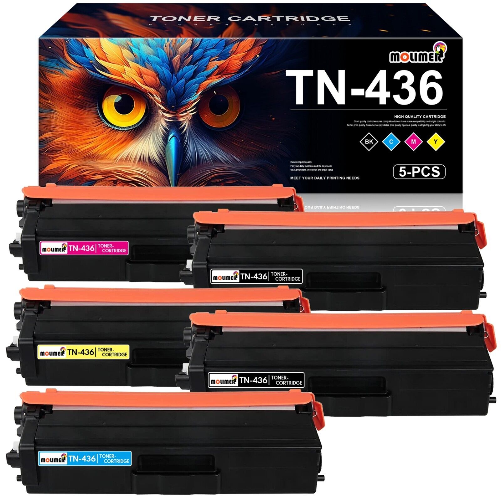 TN436 Toner Replacement for Brother TN436 5 Pack HL-L8360CDW (2BK/1C/1Y/1M)