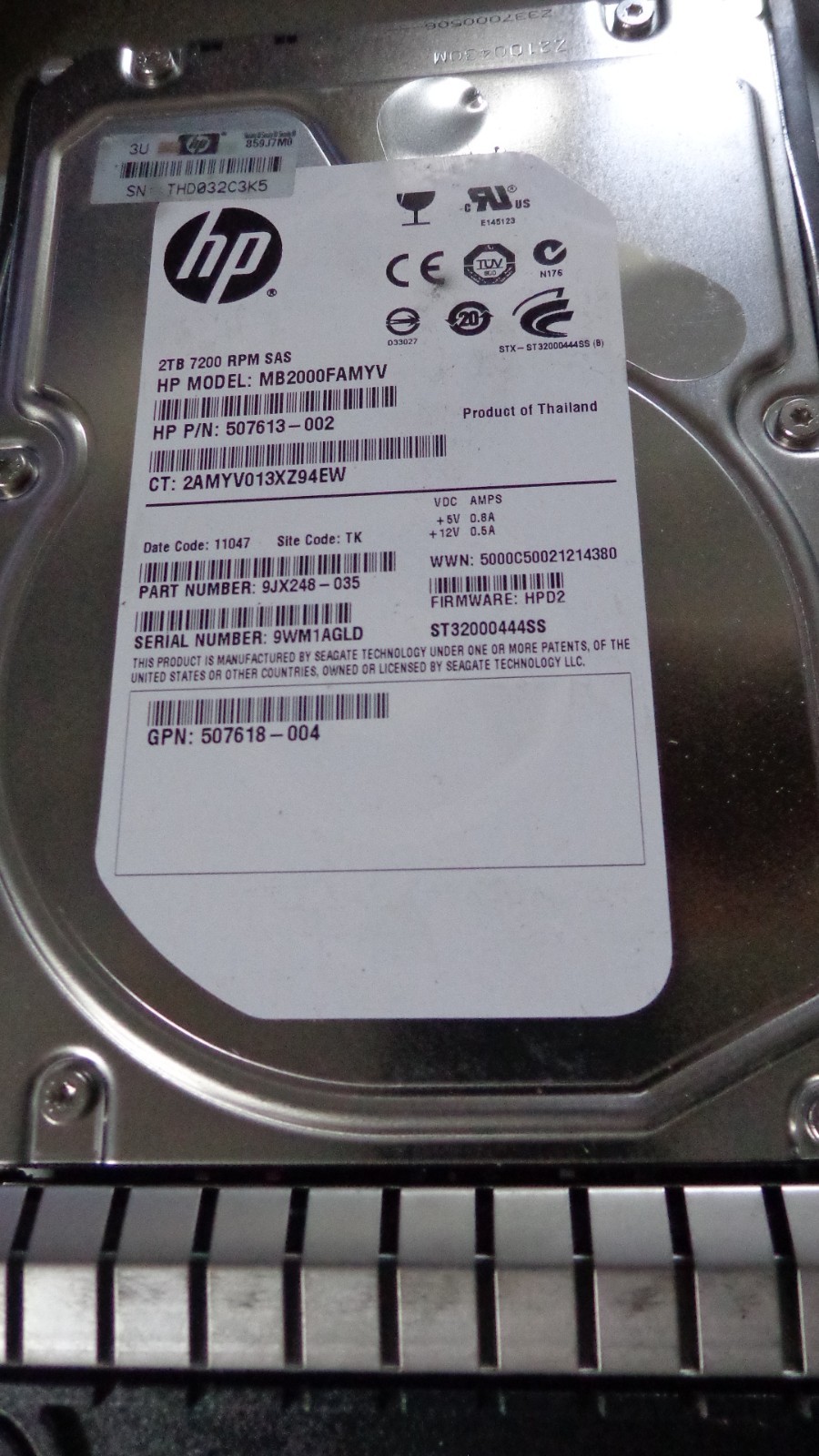 507616-B21 HP 2TB 3.5" LFF 6G 7.2K RPM Dual Port SAS HDD 507618-004