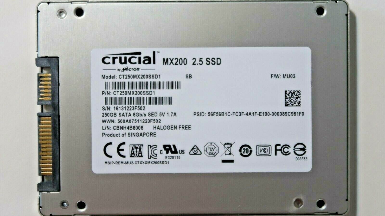 Crucial CT250MX200SSD1 MX200 6Gb/s FW:MU03 250gb 2.5