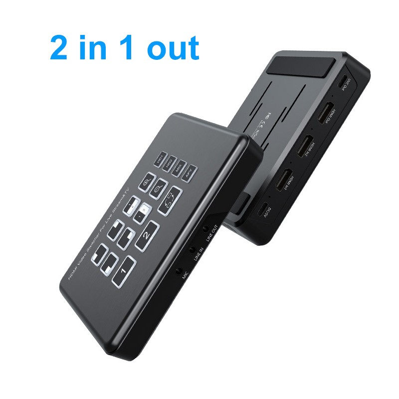 1080P 2 Channel HDMI Live Streaming Video Switcher Audio Mixing PIP 2 in 1 2 Out