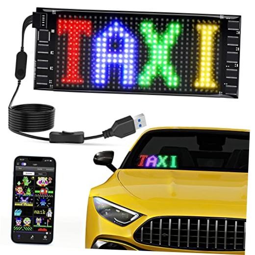 Mini LED Car Signs, 6.7''x2.76'' Flexible USB 5V LED Digital Sign Bluetooth